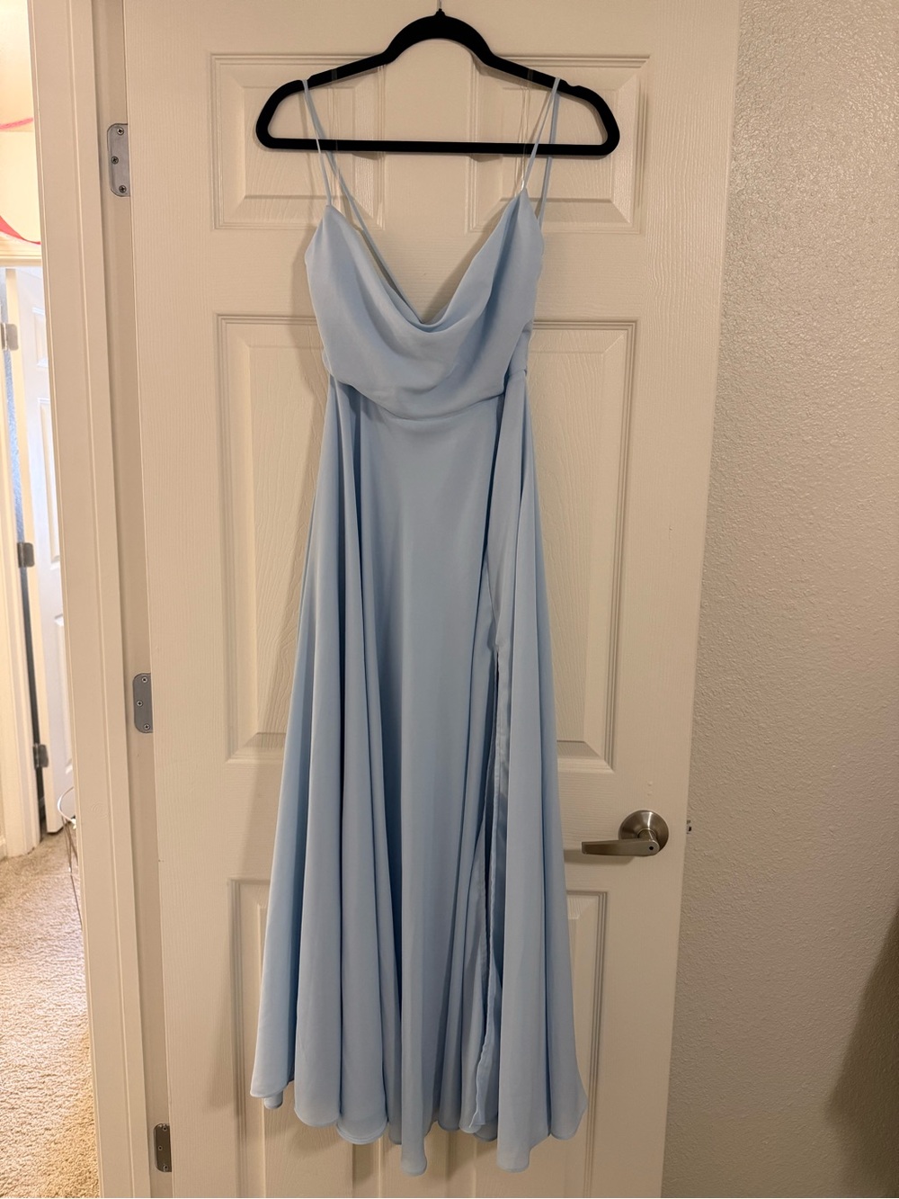 Elegant Light Blue Spaghetti Strap Maxi Dress